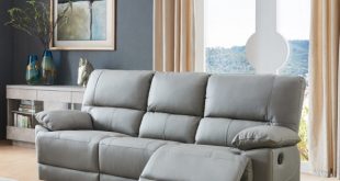 OREGON Grey Leather 3 Seater Recliner Sofa OREGON Grey Leath