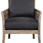 Rustic Exposed Wood Cane Side Arm Chair, Dark Gray Black Comfy .