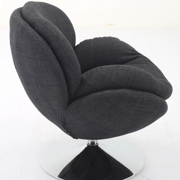 New Ridge Home Goods Comfy Grey Upholstered Swivel Scoop Chair .