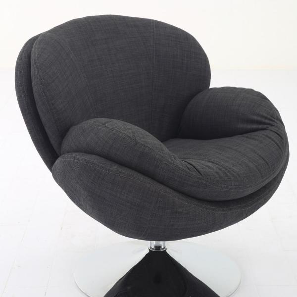 New Ridge Home Goods Comfy Grey Upholstered Swivel Scoop Chair .