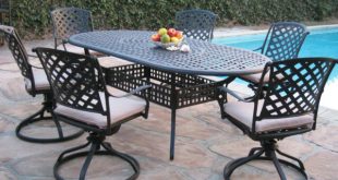 DOMI OUTDOOR LIVING Rainier Cast Aluminum Outdoor Patio Set 7 .