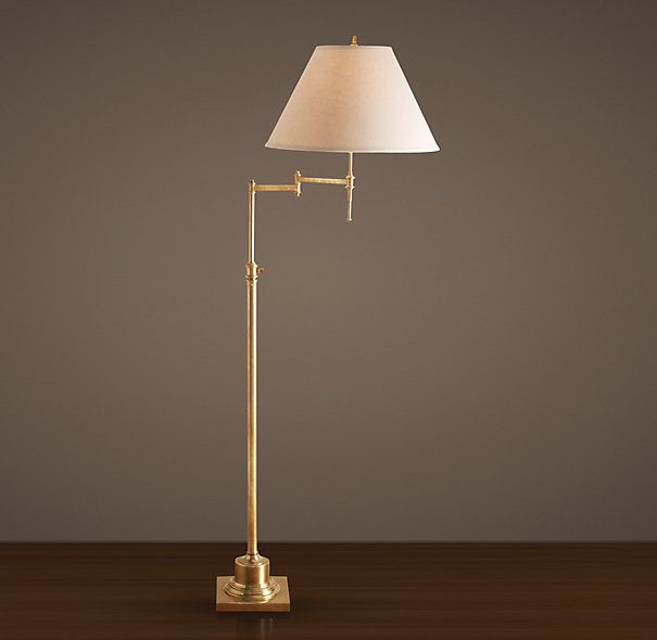 Library Swing-Arm Floor Lamp - Antique Brass | Swing arm floor .