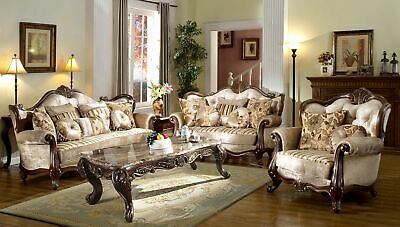 French Provincial Formal Antique Style 2pc Sofa & Loveseat Set in .