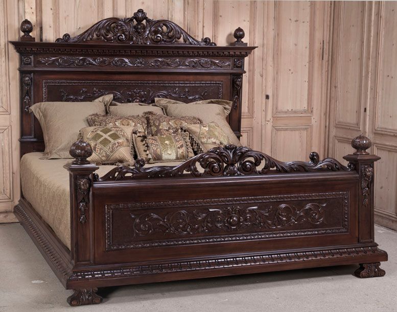 Italian Renaissance Walnut KING Bed - Inessa Stewart's Antiques .