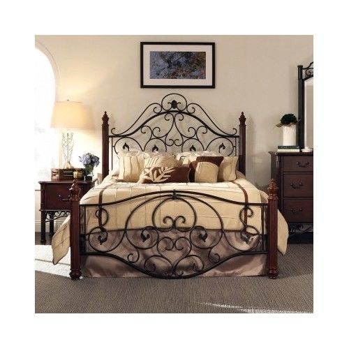 Queen Size Bed Frame Headboard Footboard Iron Scrollwork Victorian .