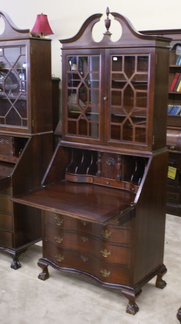Mahogany serpentine front secretary desk For Sale | Antiques.com .