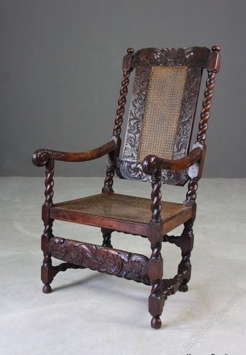 Antique Carved Oak Open Arm Chair - Antiques Atlas | Armchair .