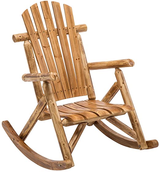 Amazon.com: DJL Antique Wood Outdoor Rocking Log Chair Wooden .