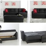 Apartment Size Sectional Sofa Beds With Storage Black Eco Leather .