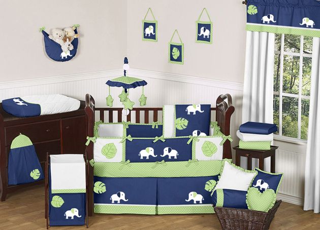 baby boy elephant nursery | NAVY BLUE LIME GREEN WHITE ELEPHANT .