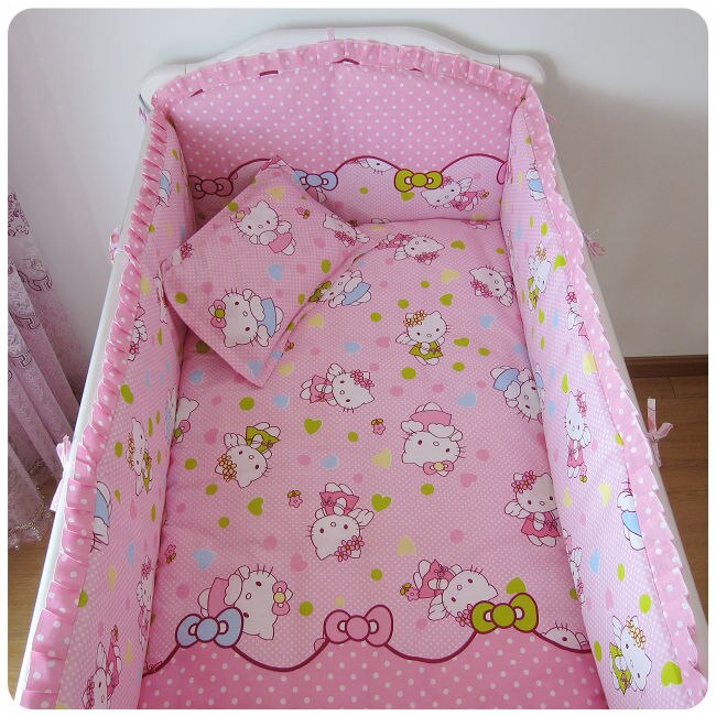 Promotion! Cartoon baby Girl Crib Nursery bedding set Cot kit set .