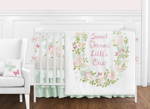 Blush Pink, Mint and White Shabby Chic Butterfly Floral Baby Girl .