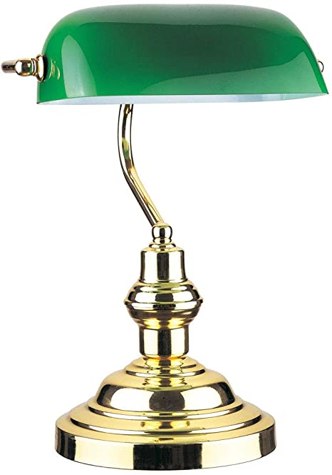 Amazon.com: RUDY Bankers Desk Lamp 15"H, Green Glass Shade with .