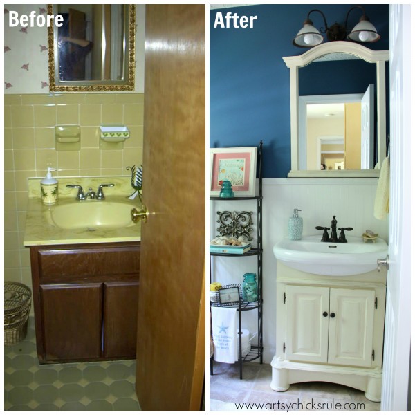 Guest Bath Makeover on a Budget {Before & After} - Artsy Chicks Rule
