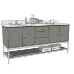72' Linear Steel Base Bathroom Vanity Cabinets with Top | 3D Warehou