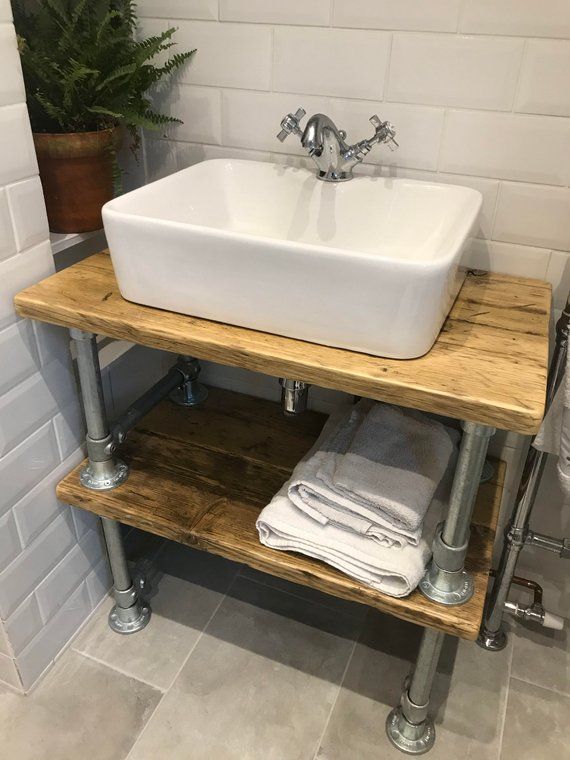 Rustic industrial sink vanity unit constructed from reclaimed .