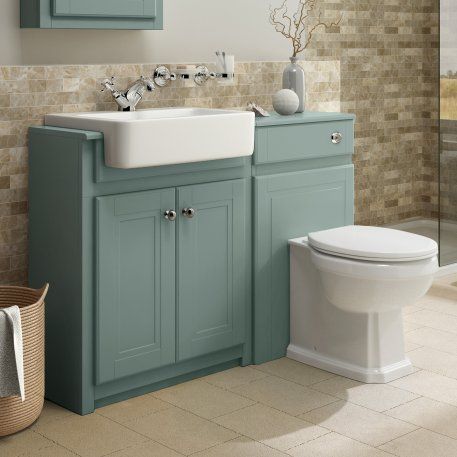 Cambridge Combined Vanity Unit & Traditional Toilet - Marine Mist .