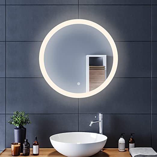 Amazon.com: Elegant 24 in. Round Frameless Wall Mirror Touch .