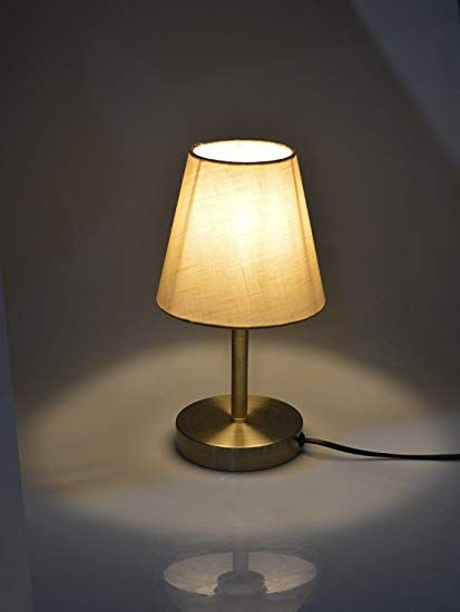 Floodoor Table Lamp, Bedside Desk Lamp, Beige Cone Fabric Shade .