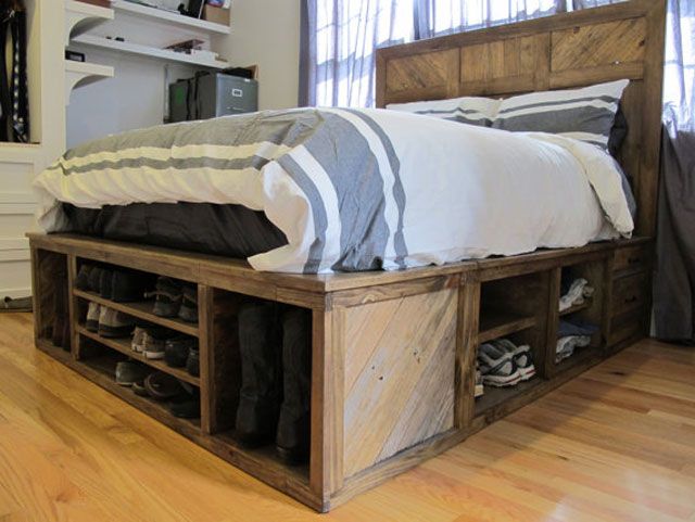 9 Space-Making Wood Storage Beds | Diy pallet bed, Bed frame with .