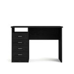 Tvilum 44 in. Rectangular Black Woodgrain 4 Drawer Writing Desk .