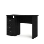 Tvilum 44 in. Rectangular Black Woodgrain 4 Drawer Writing Desk .