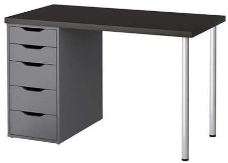 Amazon.com: IKEA Computer Table with Drawers, Black-Brown, Gray 47 .