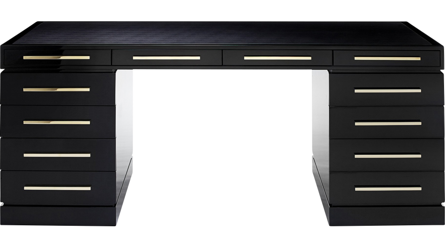 Black Desk With Drawers On Both Sides – golaria.com in 2020 | Desk .