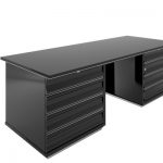 Art Deco Black Desk with Red Drawers for sale at Pamo