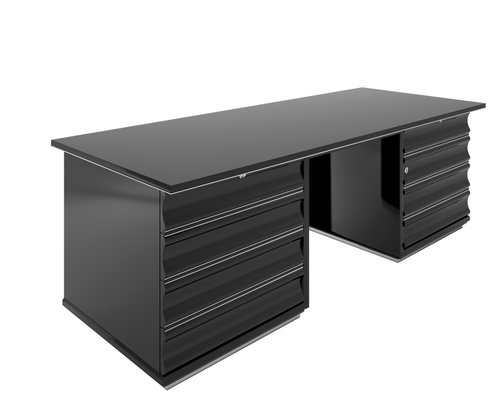 Art Deco Black Desk with Red Drawers for sale at Pamo