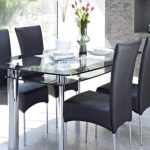 Black Rectangular Glass Dining Room Furniture Table And Chairs .