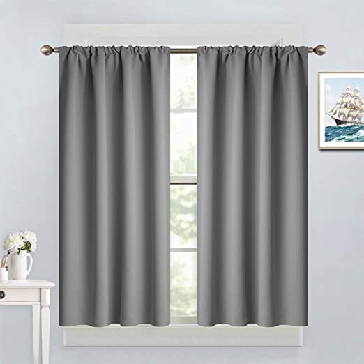 Amazon.com: Yakamok Gray Rod Pocket Curtains Room Darkening .