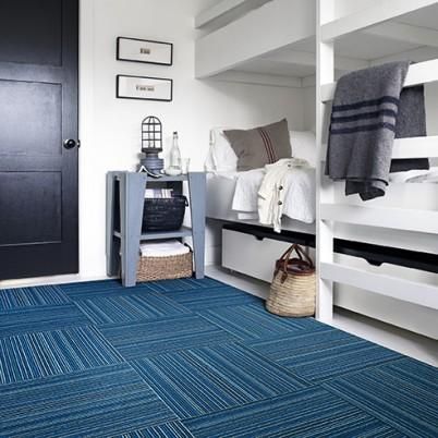 Image result for room with blue striped carpet tiles | Blue carpet .