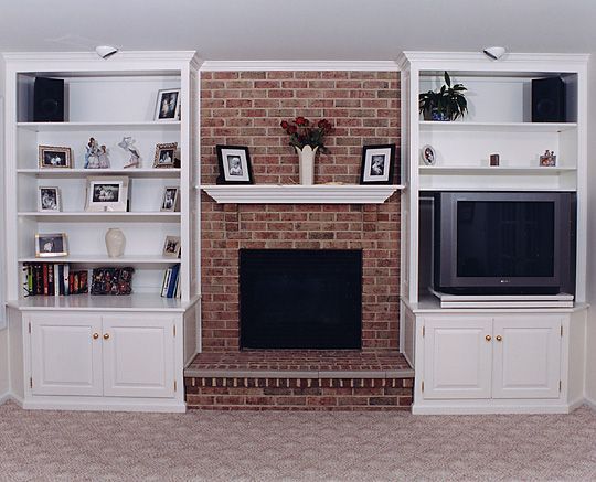 build bookcases around brick fireplace - Google Search .