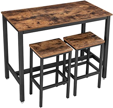 Amazon.com: VASAGLE Bar Table Set, Bar Table with 2 Bar Stools .