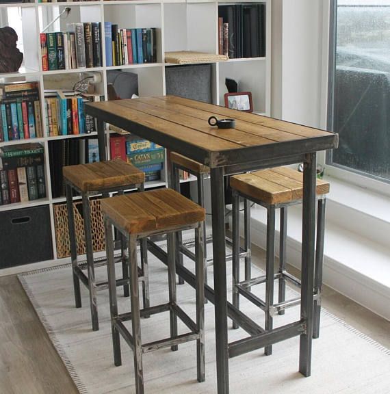 Hand Made Bespoke Modern Industrial Steel Dining Table Stools .