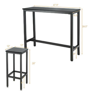 Gymax 3 Pieces Bar Table Set Counter Height Breakfast Bar Dining .