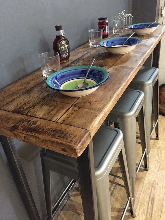 Reclaimed Wood Breakfast Bar Table | Kitchen bar table, Breakfast .