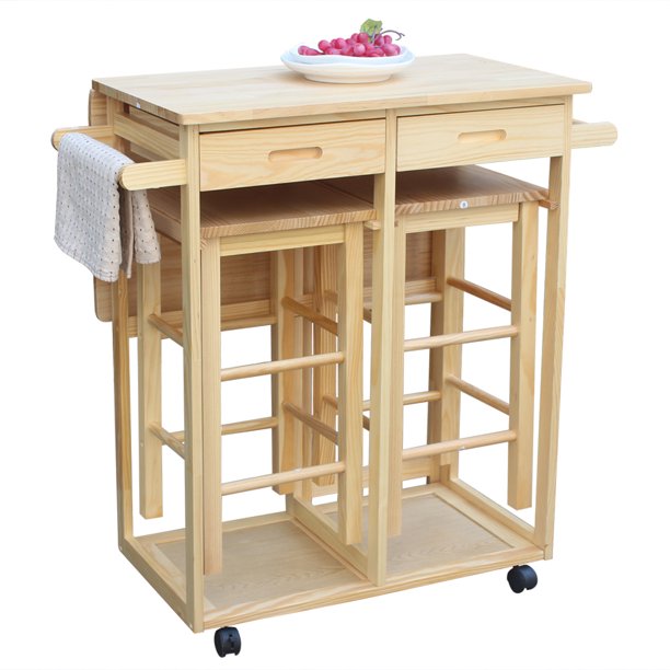 Folding Kitchen Island Trolley Cart, Rolling Kitchen Island Cart w .