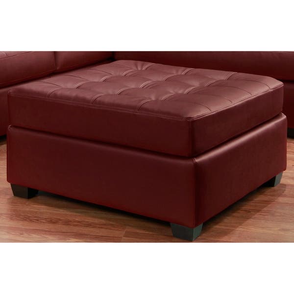 Shop Emerson Top Grain Leather Tufted Sectional Sofa and Ottoman .