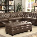 Roy Traditional Brown Faux Leather Tufted Back Living Room Set .