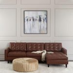 Brown Leather Tufted Chaise Section