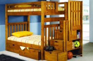 Casey Honey Pine Twin Bunk Bed with Ste