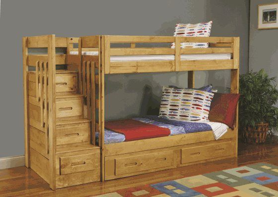Ponderosa Pine Twin Over Twin Steps Bunk Bed is crafted of select .