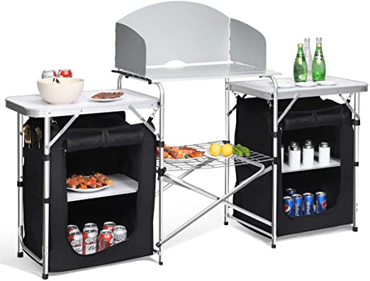 Amazon.com: Giantex Folding Camping Kitchen Table w/ 2 Storage .