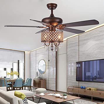 Amazon.com: Rustic Ceiling Fan with Crystal Light Home Indoor .