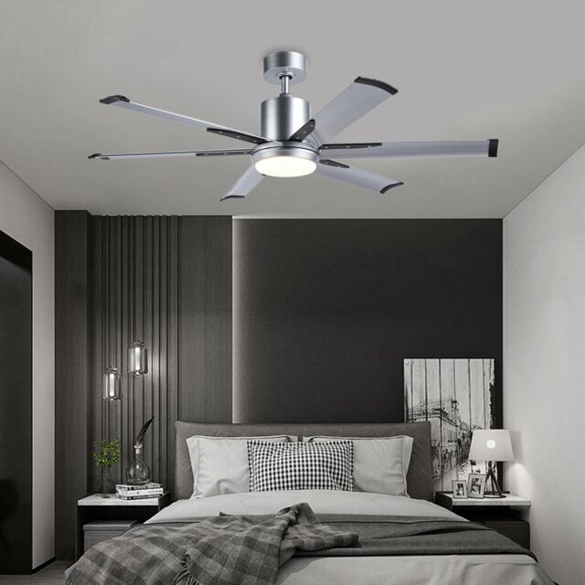 Contemporary Ceiling Fan with LED Panel Light & Remote White .