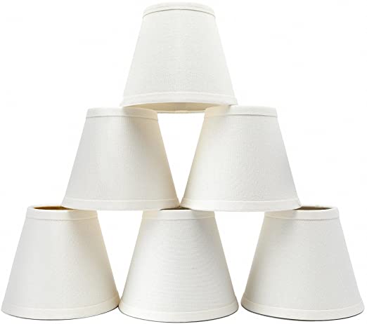 Small Lamp Shade Set of 6 Chandelier Shades 3" X 6" X 5" White .