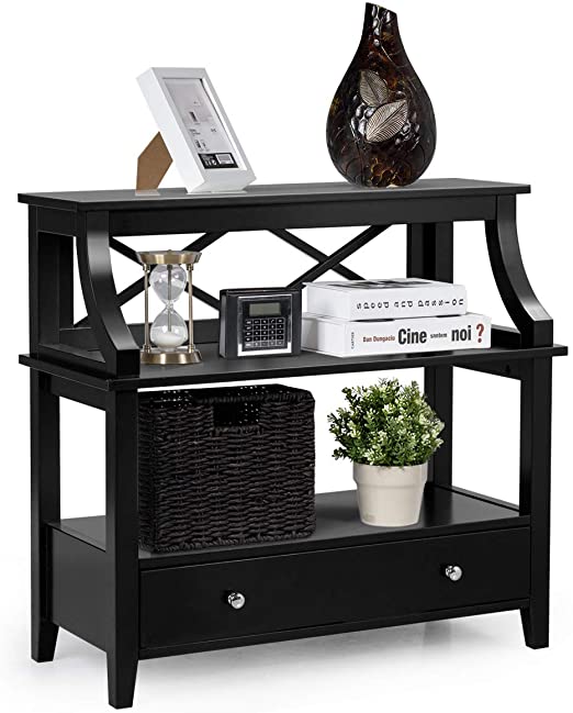 Amazon.com: Giantex 3 Tier Console Table with a Large Drawer, Sofa .