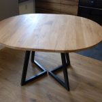 Extendable round table modern design steel and timber | Round .